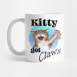 Kitty got Claws - blue circle Mug